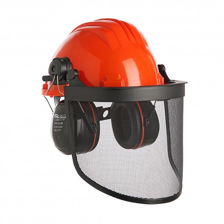 Capacete c/viseira em rede e auricular